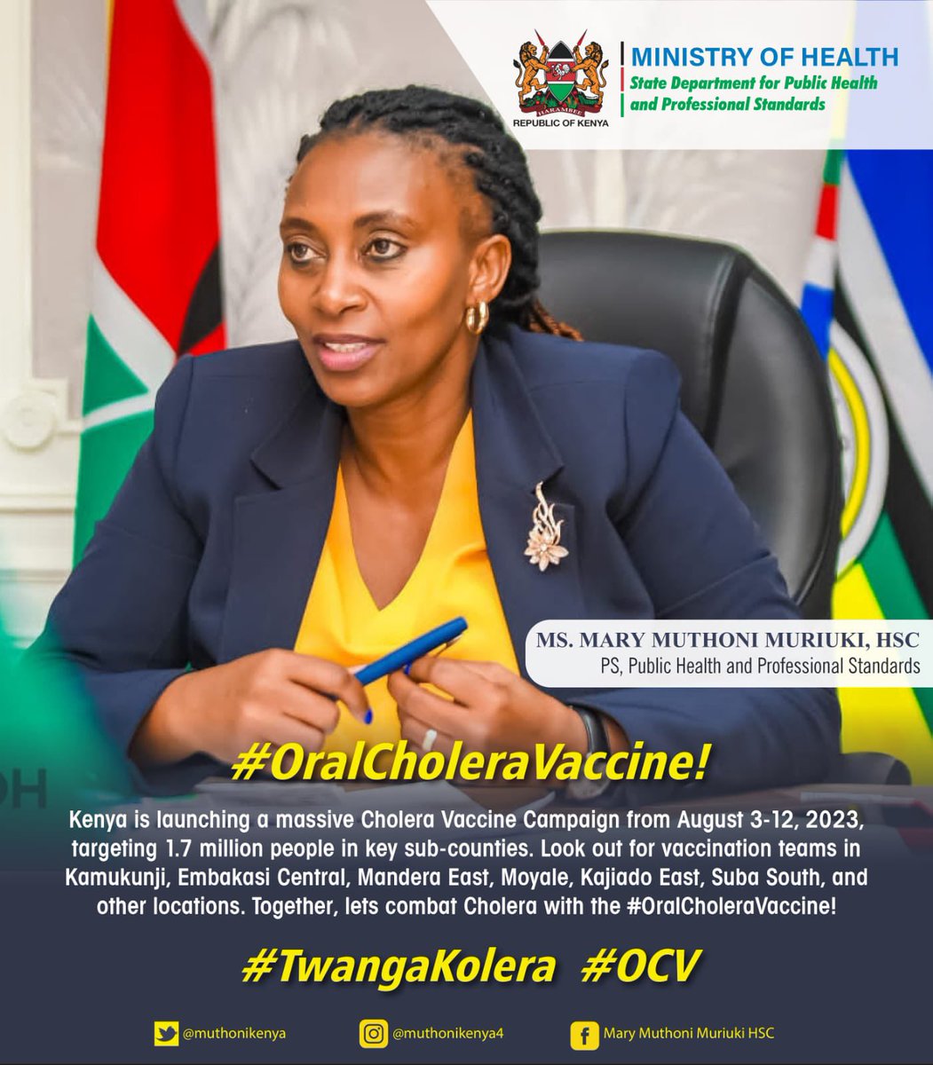 MOH_Kenya's tweet photo. Join the Advocacy for Cholera Prevention! 🤝 Together, let's raise awareness, promote hygiene, and support the Cholera Oral Vaccination Campaign. #TwangaKolera #CholeraAwareness https://t.co/QZfWKSa10d