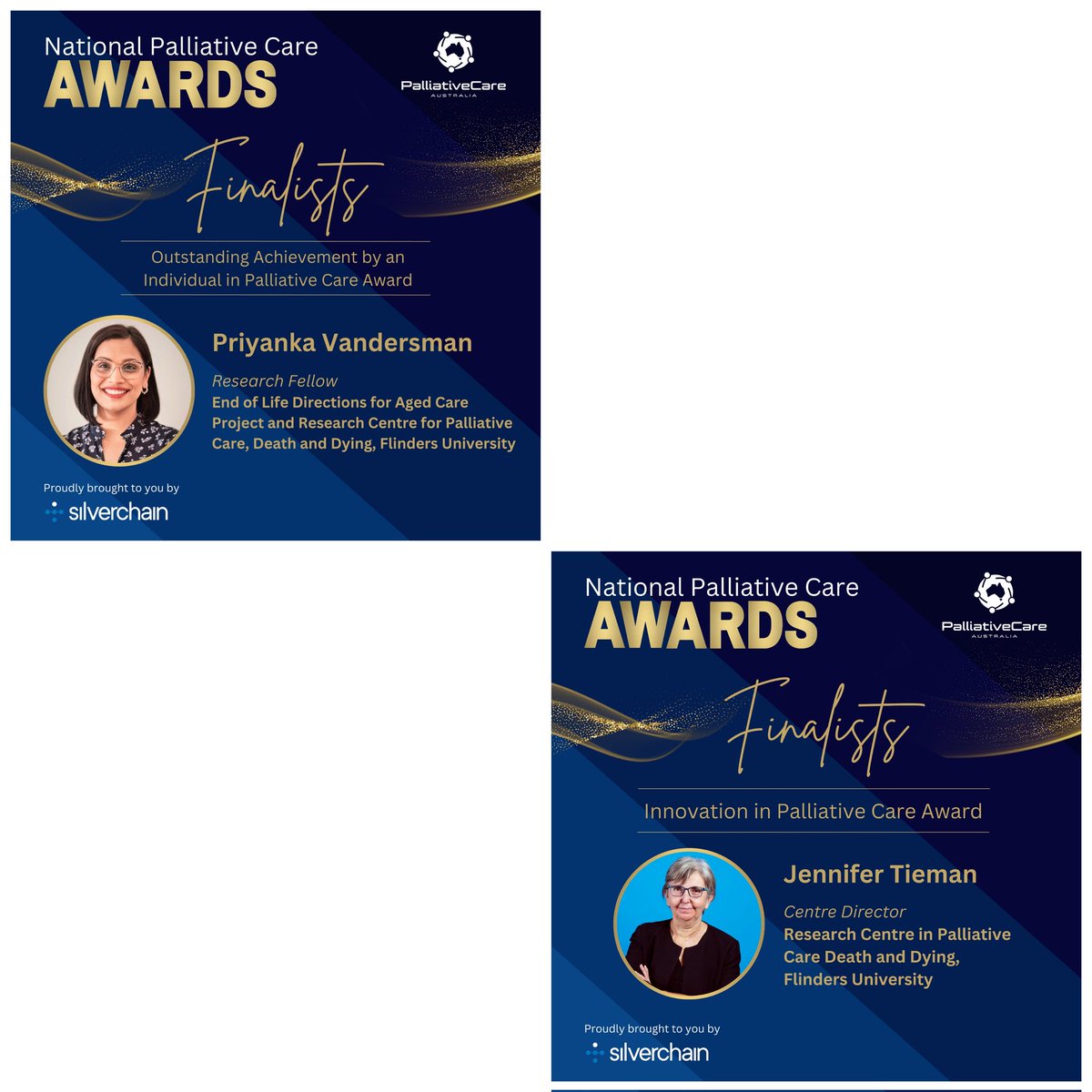Priankabh's tweet image. Thrilled to receive the news of being selected as a finalist for the Nat PallCare Awards @Pall_Care_Aus alongside our @RePaDD1 Director + @ELDAC_agedcare @Flinders lead Prof @JenniferTieman !
It's a humbling feeling n a reminder of the imp work that we do with such passion. #OPCC