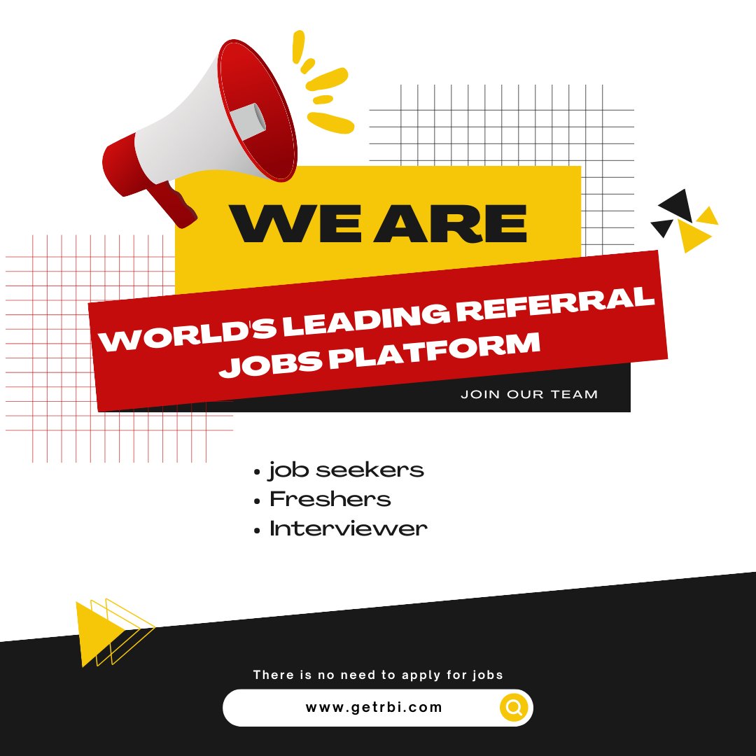 getrbi's tweet photo. Do you want to know who is World's leading referral jobs platform? 
#jobsearch #jobplatform #referral #referraljobs #Humanresource #fresher #jobseekers #interviews #interviewers #getrbi https://t.co/dZB6GfNvzz