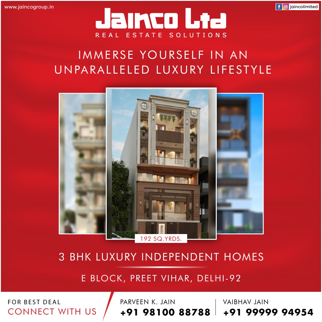JaincoLimited's tweet photo. Immerse yourself in an unparalled luxury lifestyle at #Jaincolimited newly constructed independent floors in #PreetVihar, Delhi 110092.
To know more, call us @
📱: +91 9999994954
📧: info@jaincogroup.in
👨🏻‍💻: https://t.co/0XHKg9iOWL

#Investment #RealEstateSolution #residential https://t.co/YJYUZcvT5z