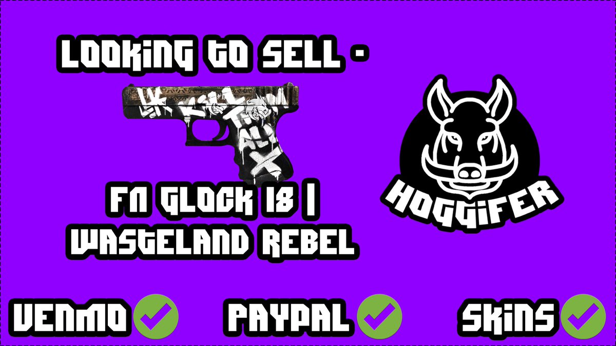 Hoggifer's tweet photo. 😎 Attention CS:GO Traders! 😎 

Looking to sell my FN Glock-18 | Wasteland Rebel for:
Venmo or Paypal ✅ ($7) - Market $8
or CSGO Skin Offer ✅

Add me on Steam via my LinkTree,DM me, or comment if you're interested!  

Tweet will remain up until sold!

#CSGO #CSGOskins #selling https://t.co/RFq0sZLeWr