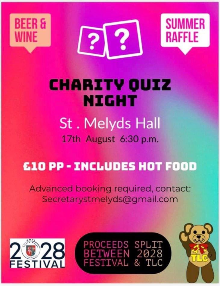 PGLNorthWales's tweet photo. Fancy a quiz night? if so why not join St Melyd's Lodge 3840 for their Charity Quiz night on 17th August. 
All proceeds are to be split between the 2028 Festival and Teddies For Loving Care.
Booking required please contact the lodge secretary. 
#Freemasons #FEST2028 https://t.co/wiROdOtCHB