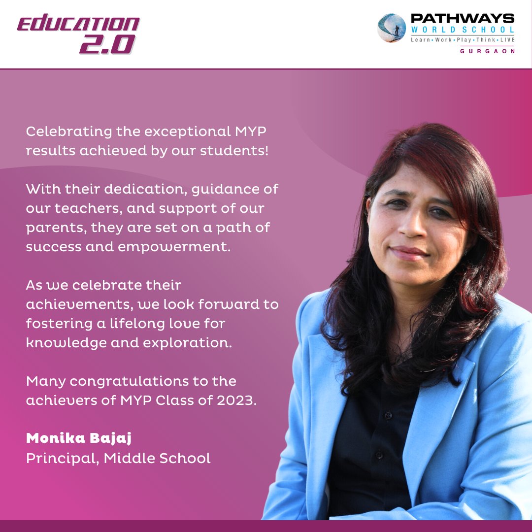 pws_gurgaon's tweet photo. Heartiest Congratulations to our brilliant MYP Class of 2023. Your accomplishments are a testament to your determination & the unwavering support of our exceptional teachers, staff, and families.
#IBMYPResults #IBMYPResults2023 #PathwaysWorldSchool #PathwaysSchools #PWS #Pathways https://t.co/DKMPjMgoad