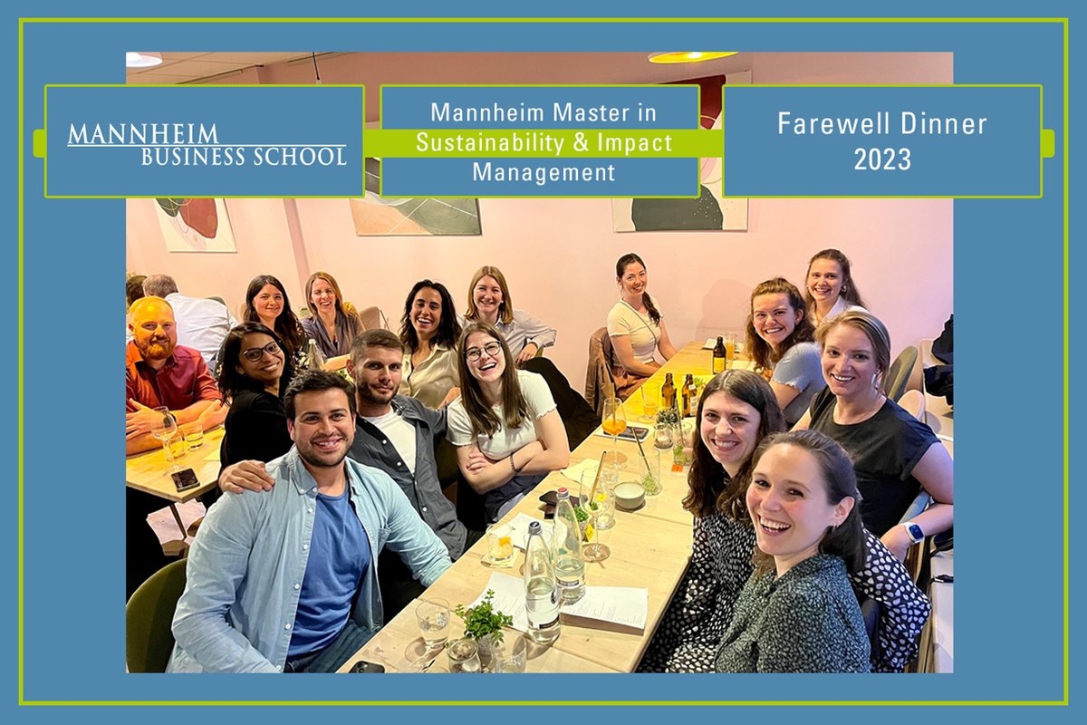 Last week, the very first cohort of our Mannheim Master in Sustainability & Impact Management had their farewell dinner between attending their final classes. We wish all of you the best and a bright future! Find out more about the program: mannheim-business-school.com/msim/