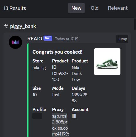 Bot: @RE_AIO Proxies: @808Proxies Best Support: @GaiGaiFNF CG: @BrenNotify_