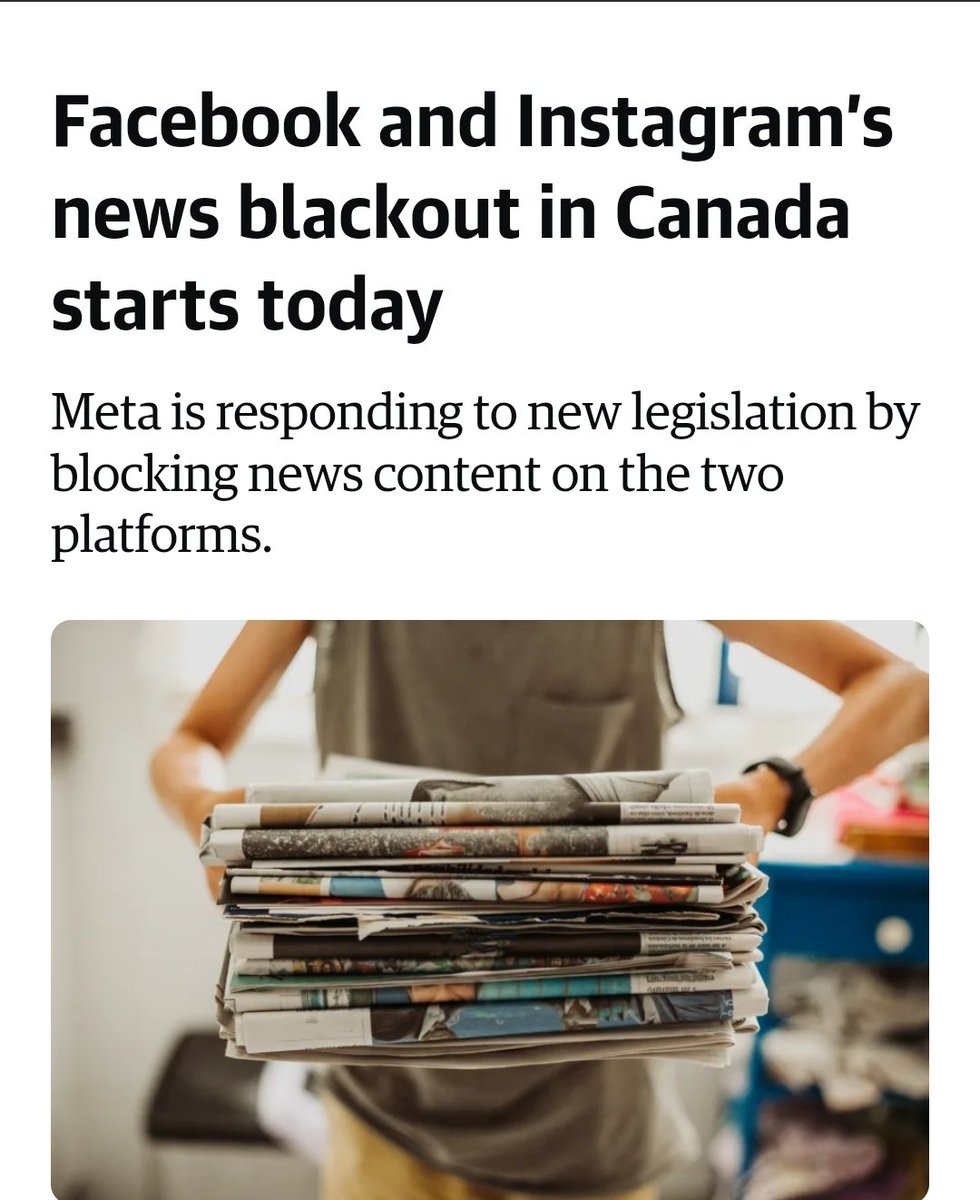 Meta ha iniziato a bloccare i contenuti delle notizie in Canada.  A partire da oggi, gli utenti di Facebook e Instagram non potranno più visualizzare o condividere link di notizie o vedere video e foto pubblicati da editori ed emittenti.