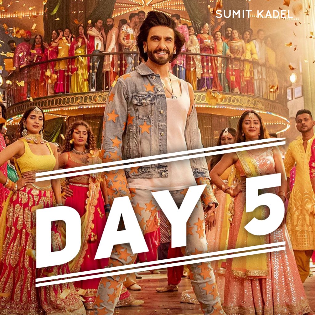 SumitkadeI's tweet photo. #RRKPK Grows on Tuesday Over Monday which is a rare phenomena. Film will enter ₹ 100 cr Nett Club by the end of its Second Weekend.

Day 1 - ₹ 11.10 cr
Day 2 - ₹ 16.05 cr
Day 3 - ₹ 18.75 cr 
Day 4 - ₹ 7.02 cr 
Day 5 - ₹ 7.30 cr 

Total - ₹ 60.22 cr nett 

#RockyAurRaniKiiPremKahaani