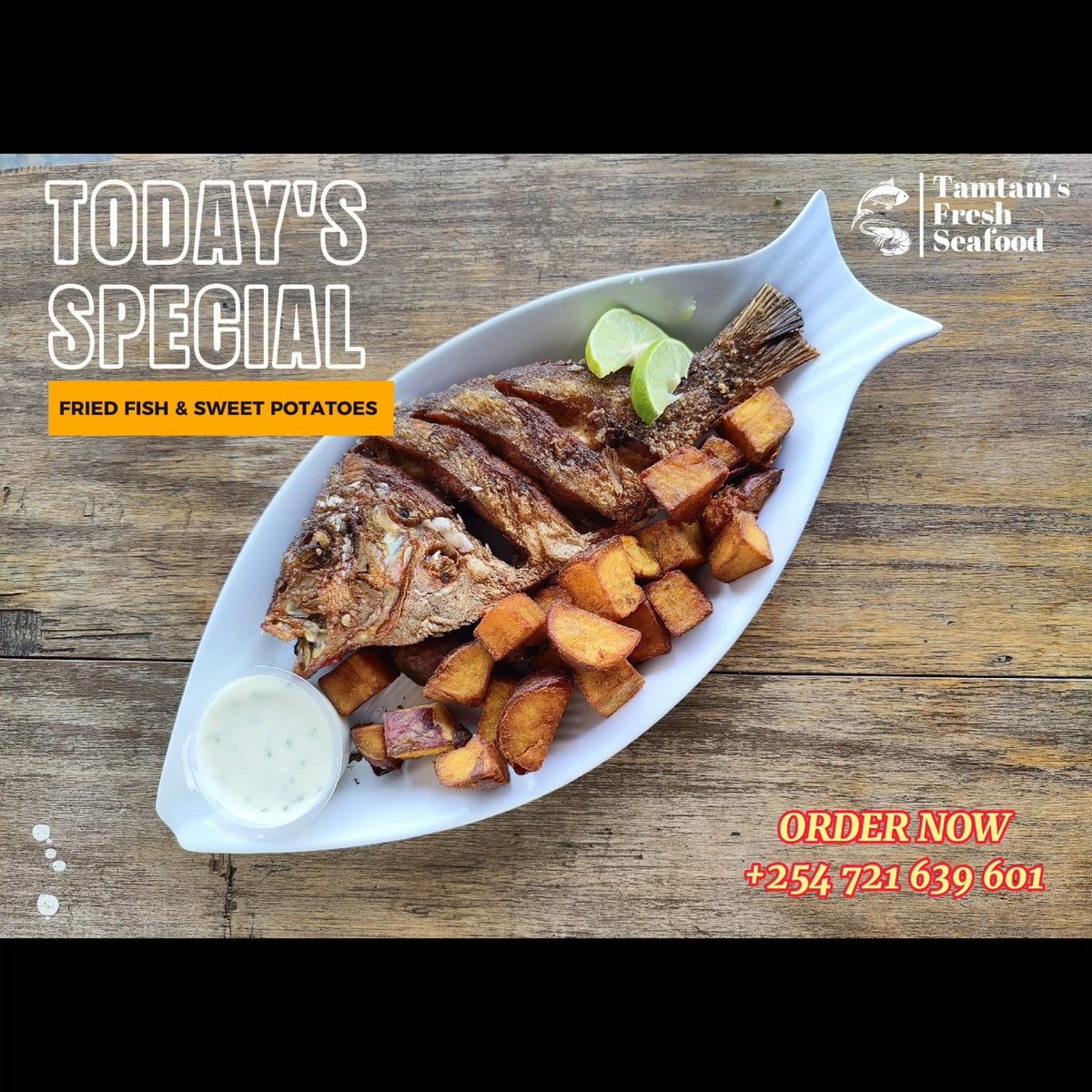 Today's Special is Freshly Fried ,Marinated, Fish of the day with Sweet Potato Wedges served with Tarter Sauce at Kes 650 Only. 🔹Fish Options: Whole Tilapia,Whole Mackerel or Nile Perch Steaks FREE DELIVERY within South B #lunchisserved #fishjoint #NationalGirlfriendday