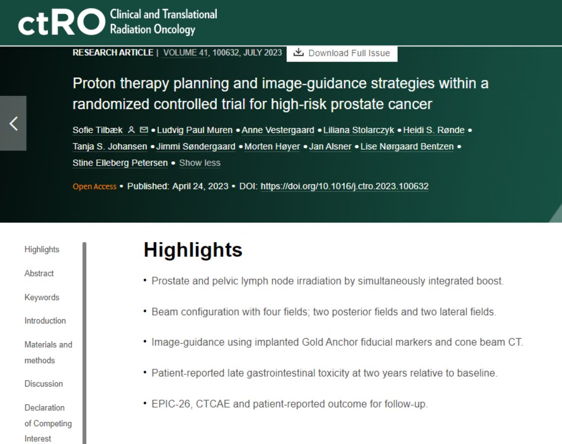 Publication alert in @ctRO_journal📣#ProtonTherapy planning and image-guidance strategies within a randomized controlled trial for high-risk #ProstateCancer: ctro.science/article/S2405-… @AnneVestergaar3 @m_hoyer12 @Alsner @lise_bentzen @EllebergStine et. al.