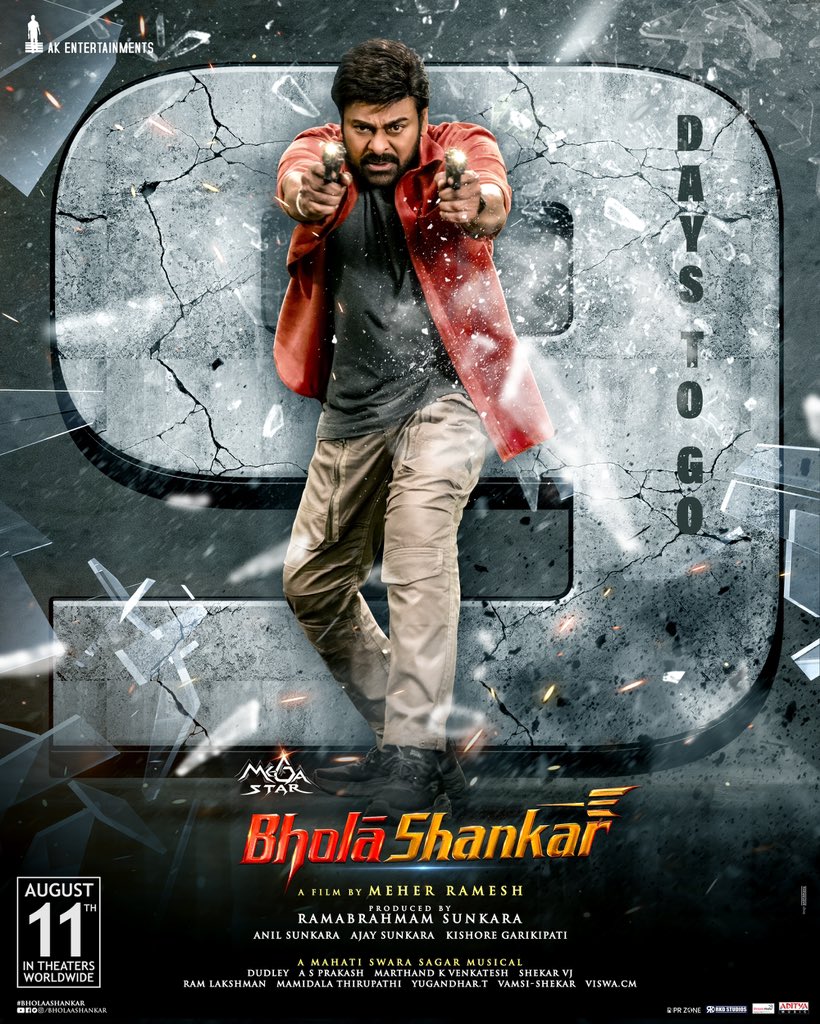 Mega🌟@KChiruTweets will grace the big screens with all guns blazing 🔥 9 DAYS TO GO for #BholaaShankar 🔱 In Cinemas Worldwide from AUGUST 11th ❤️‍🔥 A film by @MeherRamesh @AnilSunkara1 @tamannaahspeaks @KeerthyOfficial @iamSushanthA @SagarMahati @AKentsofficial @dudlyraj…