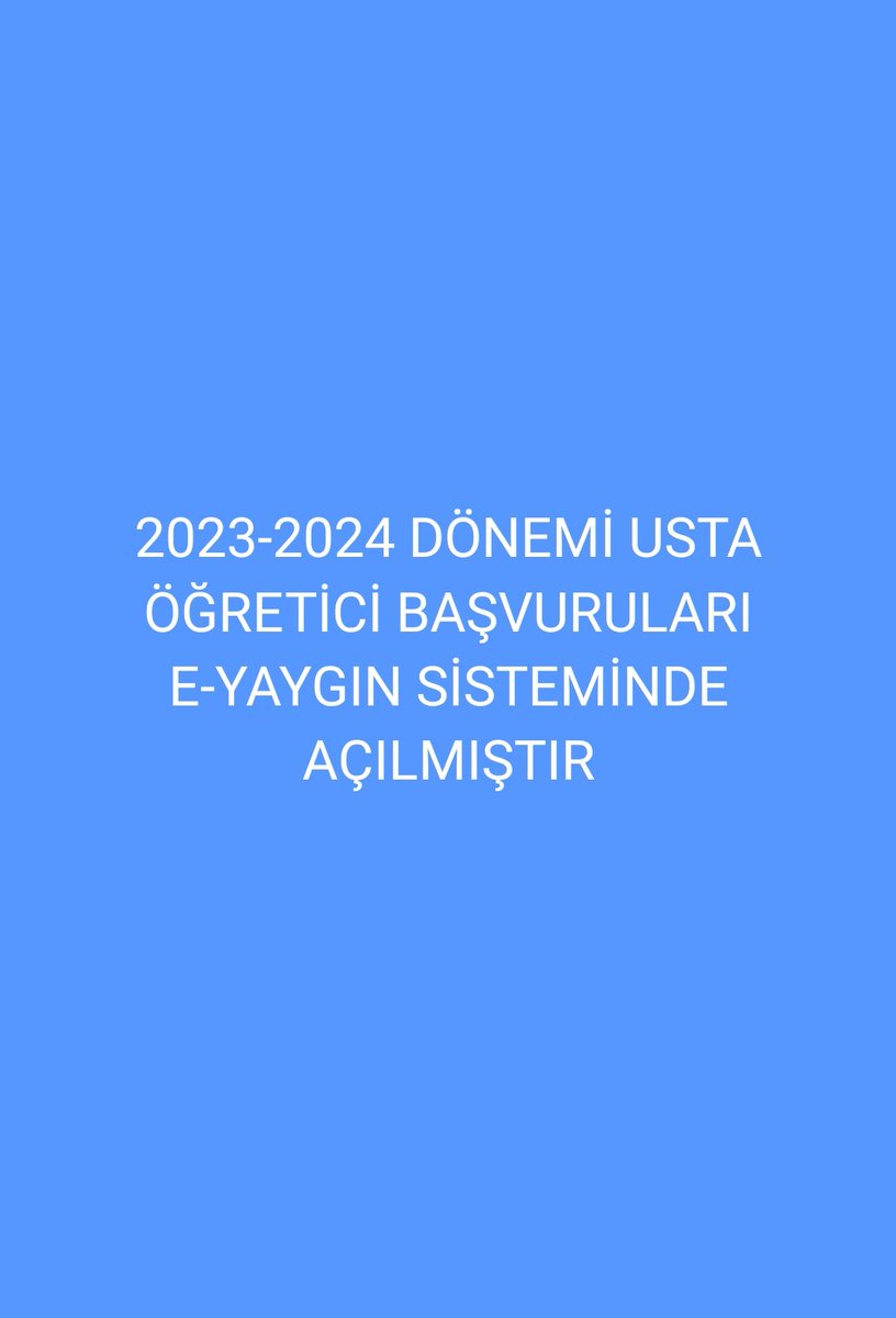 Usta öğretici normal başvuru takvimi başlamıştır. Başvurularınızı tam ve doğru bir şekilde yapmanız çok önemlidir. <a href="/mebhbogm/">MEB Hayat Boyu Öğrenme Genel Müdürlüğü</a> <a href="/yasintepe/">Yasin TEPE</a> <a href="/Halit__Ates/">Halit ATEŞ</a> @GaziantepHBO <a href="/yagcimehmet27/">Mehmet YAĞCI</a>