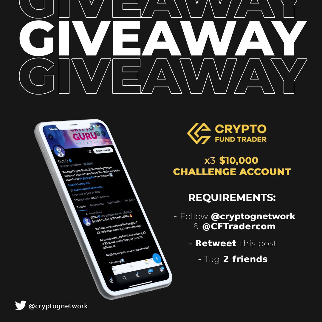 Jip Molenaar (@tradingjip) on Twitter photo 🔥CGN X CFT PARTNERSHIP AND GIVEAWAY🔥
To celebrate our brand new long term partnership we are giving away 3X $10,000 accounts.
- follow me and <a href="/CFTradercom/">Crypto Fund Trader</a>
- retweet this tweet
- tag two friend
Winners will be announced in 24 hours.
Goodluck! 🔥CGN X CFT PARTNERSHIP AND GIVEAWAY🔥
To celebrate our brand new long term partnership we are giving away 3X $10,000 accounts.
- follow me and <a href="/CFTradercom/">Crypto Fund Trader</a>
- retweet this tweet
- tag two friend
Winners will be announced in 24 hours.
Goodluck!