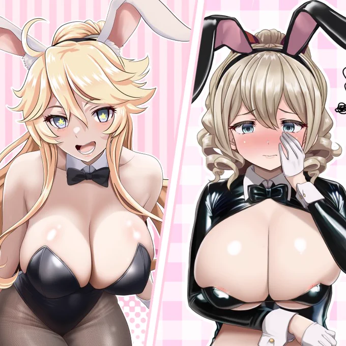 バニーアイオワ&逆バニー旗風 差分付きの高解像度版【無料公開版】: #艦これ #艦これイラスト #逆バニー