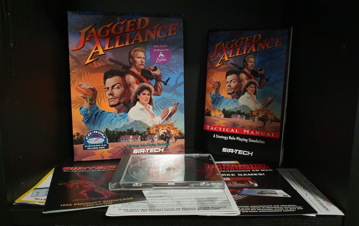Pheidian_SCUM's tweet photo. Probably my all time favorite game of the DOS era, and beyond. Still playing it again and again. #pcbigbox #retrocollecting #pcretro #retrogaming #jaggedalliance #sirtech https://t.co/agv8VhkMed