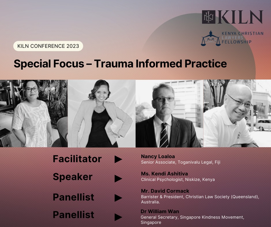 'Trauma-informed practice,' originating from mental health,extends to all human service delivery including the Practice of Law.Join us for an insightful discussion on this crucial topic in our @KCLF-#KILNConference.

 #TraumaInformedpractice  #Law @CormackDavie @FijiLawSociety