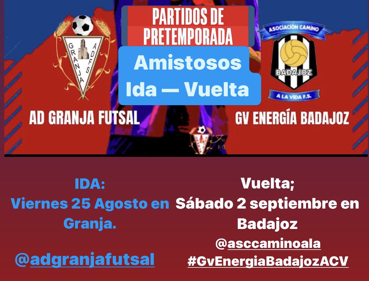 AscVida's tweet photo. Acuerdo con los amigos d @adgranjafutsal recién ascendido a 2B para jugar partido de IDA y VUELTA de preparación para ambos muchas gracias por la invitación y en la vuelta seréis bien recibidos donde os deseamos suerte en la temporada y representéis a Extremadura lo mejor posible https://t.co/TiStSrI5ND