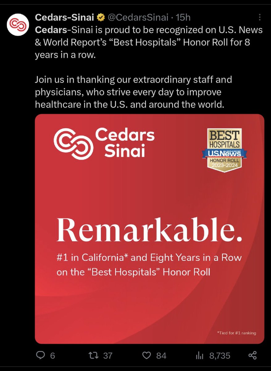 ChusYourBrain's tweet image. Incredible! Cedars & it's people work very hard to provide excellent care. Thank you to all the people who make it happen