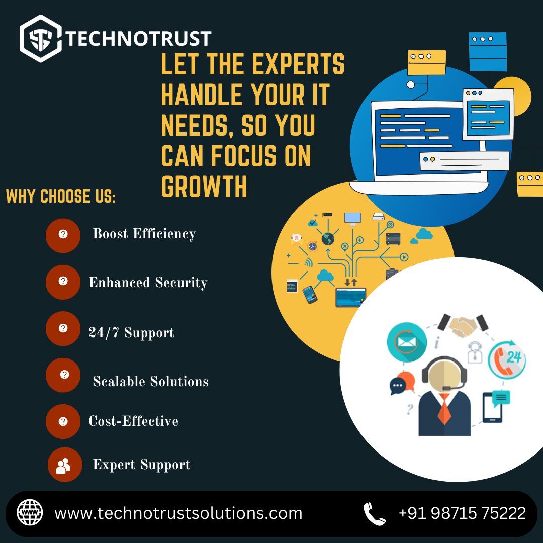 Your Key to Efficient and Hassle-free Technology : Outsource your IT tasks to professionals, and watch your business operations soar !

#ManagedITServices #ITSupport #Cybersecurity
#TechnologyExperts #ITInfrastructuret
#ManagedITServices #ITSupport #TechSolutions
 #24x7Support