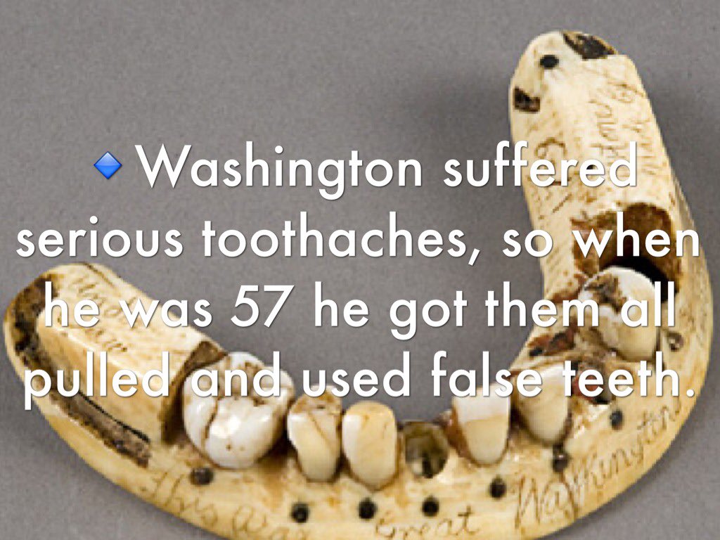 Heindsight's tweet image. At the age of 57, George Washington had all of his remaining teeth pulled and received the first of several complete sets of false teeth to alleviate his constant ailments resulting from recurring infections. 🦷🪥🦷
