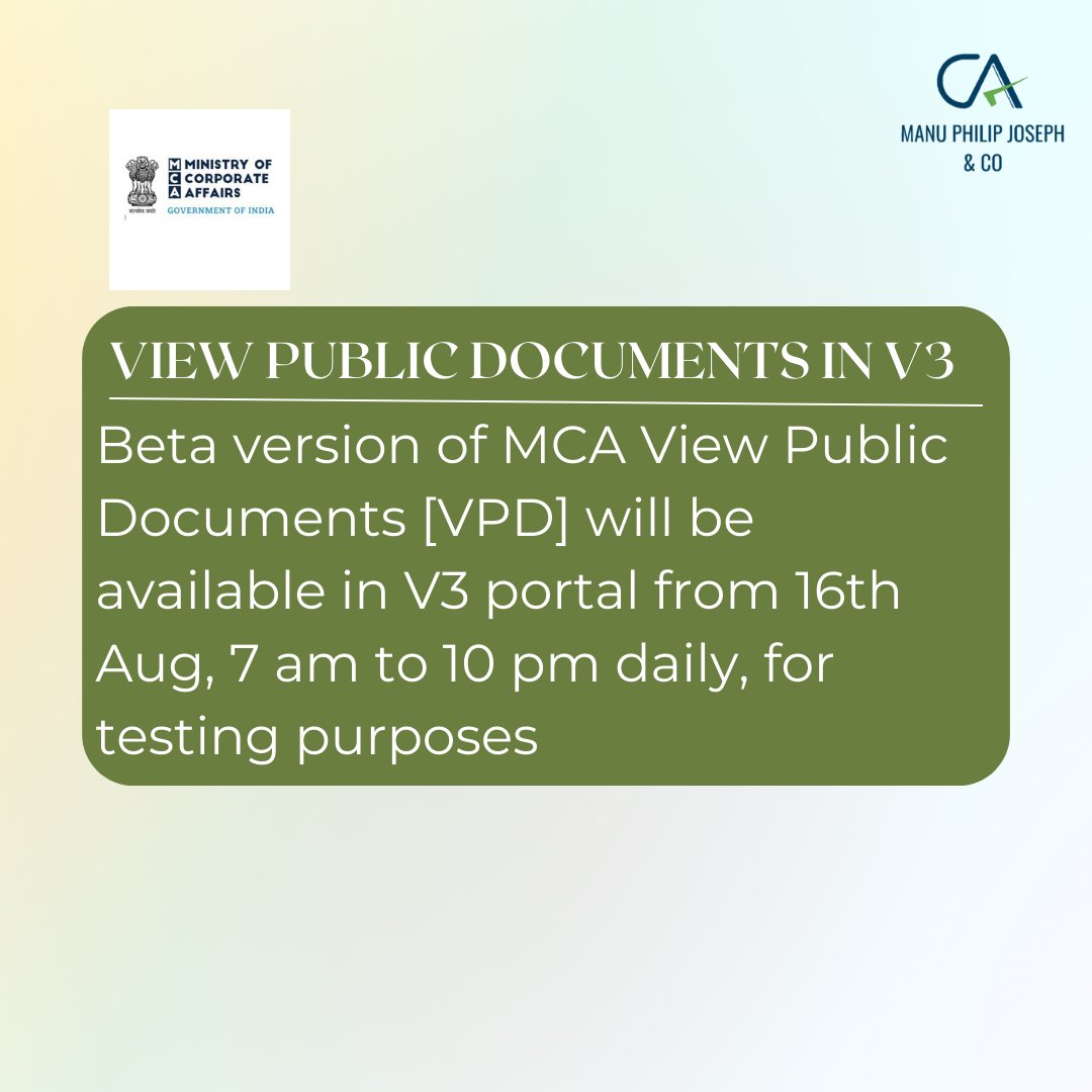 Finally the public documents will be made available in V3 from 16th of this month in beta version

#secretary #mca #compliance #secretarialservices #companysecretary #companysecretaries #v3