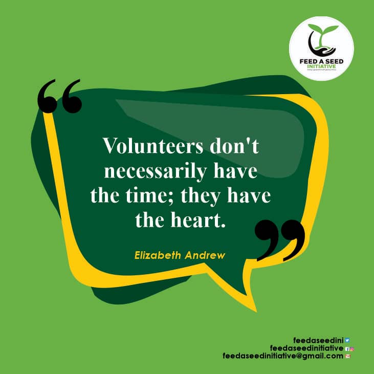 'Volunteers don't necessarily have the time; they have the heart.' - Elizabeth Andrew

#FeedASeedInitiative #ChildrenCharity #GivingBackTogether #NourishTheirDreams #HopeForKids #BrighterFutures #SupportingChildren #EmpoweringYoungLives #ShareTheLove #ChangingYoungLives
