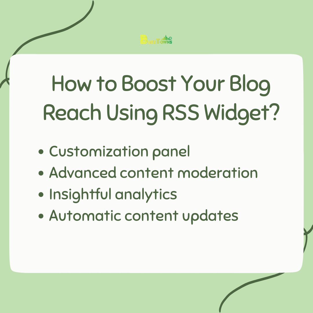 buzztowns's tweet photo. Are you looking for ways to increase your blog's reach and readership? ๐ค If so, you might want to consider using an RSS widget.
Head over to our website to read the full post and learn how to take advantage of RSS widgets to grow
https://t.co/YfmXz9E84M
#RSSWidget #BloggingTips https://t.co/TGzt546LDS