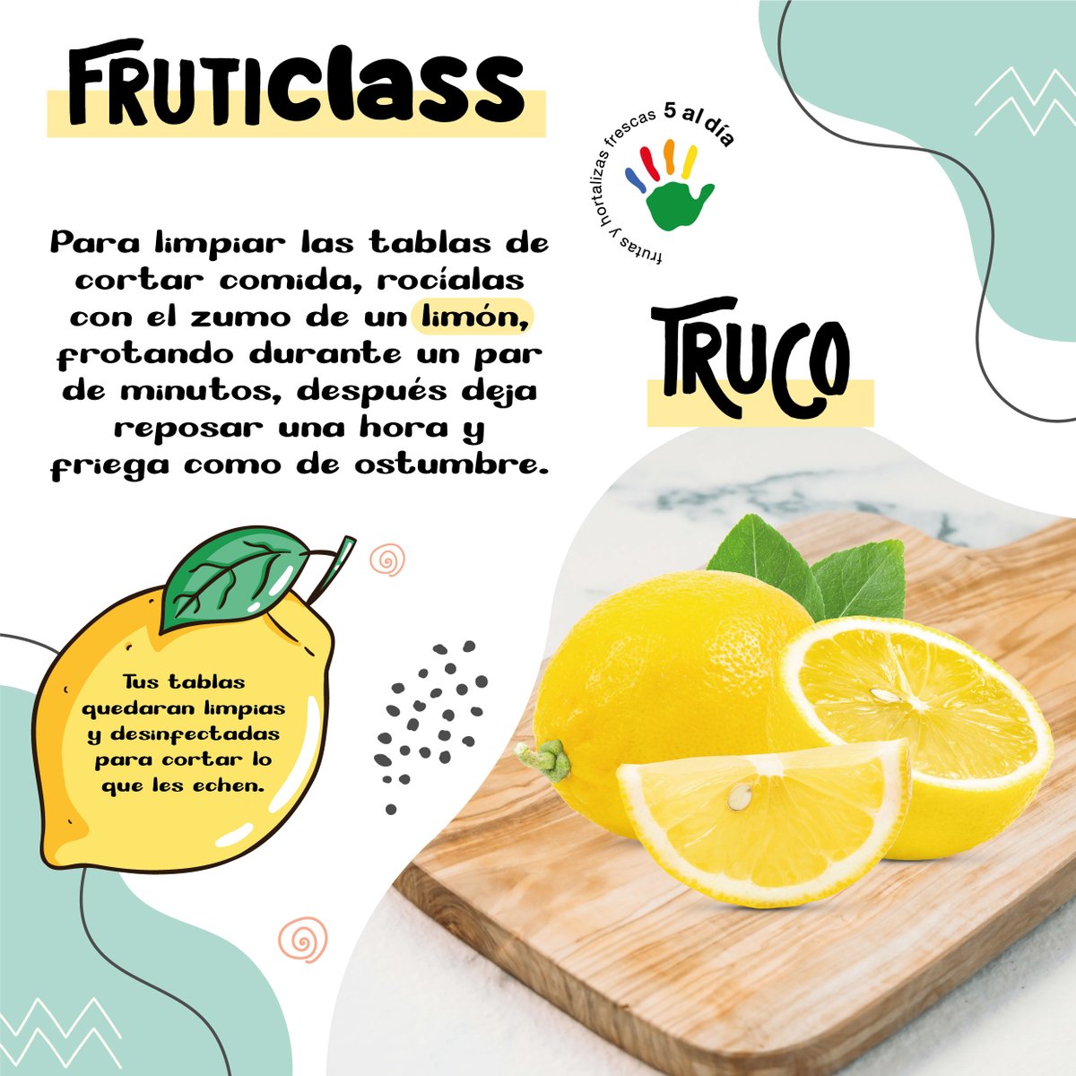 El #limón es una fruta deliciosa perfecta para aliños pero también para otros usos 😉

Hoy en nuestra sección de #fruticlass te invitamos a que limpies tus tablas con esta #fruta

¡No olvides contarnos el resultado! 🍋🍋

#Cítricos #Trucos #FrutasSiempre