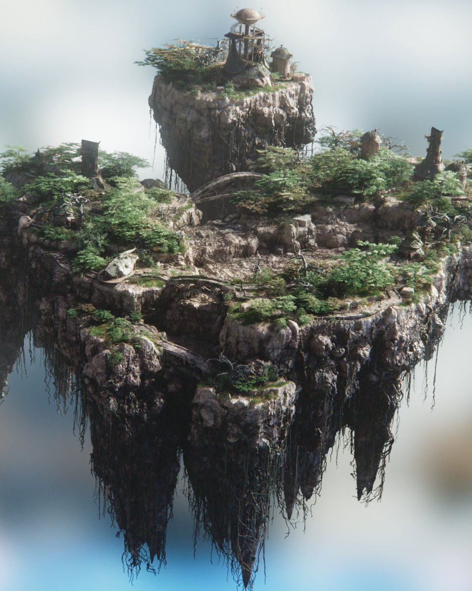 arvidschneider's tweet photo. Current WIP status of our interpretation of the environment challenge on the CG Lounge. #Houdini #Arnold