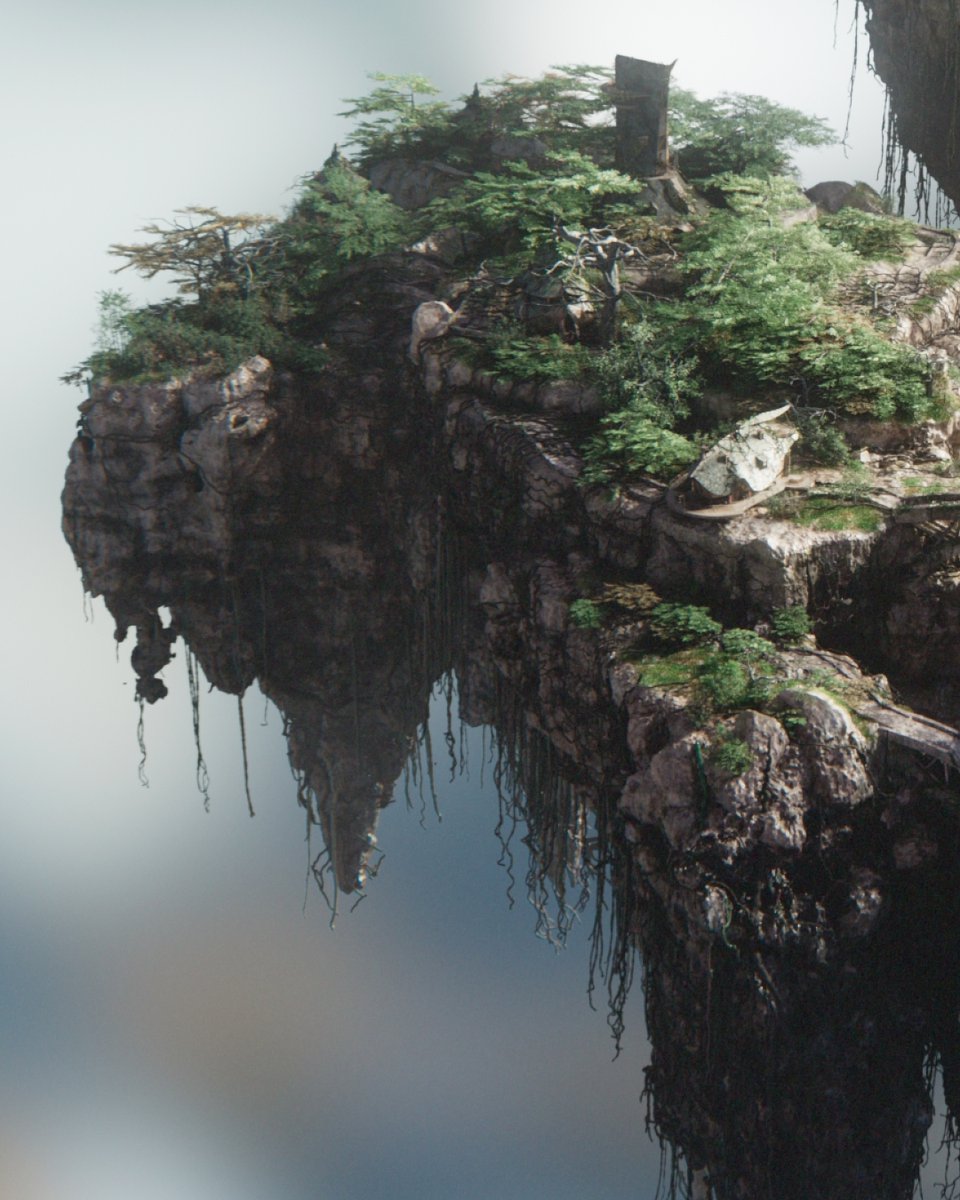 arvidschneider's tweet photo. Current WIP status of our interpretation of the environment challenge on the CG Lounge. #Houdini #Arnold