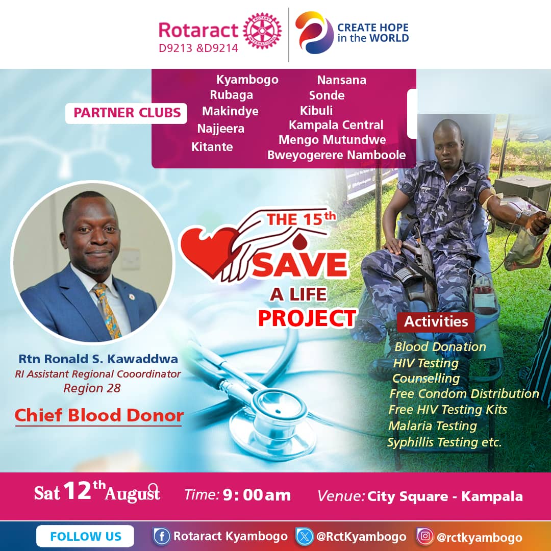 RctKyambogo's tweet photo. "We make a living by what we get but we make a life by what we give" Join us on 12th August at City Square for the 15th edition of SAVE A LIFE project.
#givebloodgivelife 
#buffalonation https://t.co/MG8gN3TISX