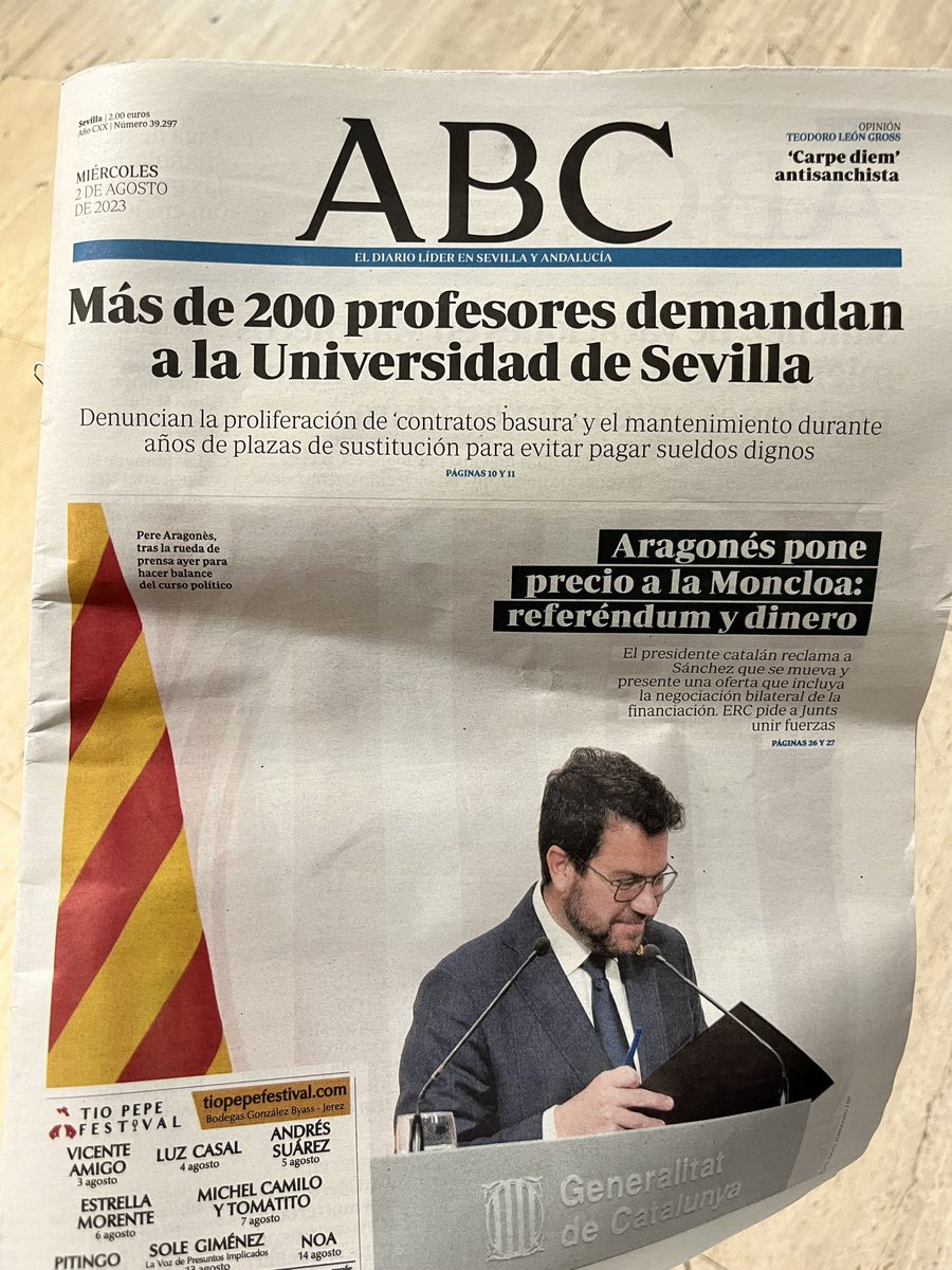 platprecarius's tweet photo. 🔥 PRECARIUS, la plataforma de profesores precarizados por la #universidaddesevilla, en portada del @abcdesevilla: https://t.co/n52fcI0gg1