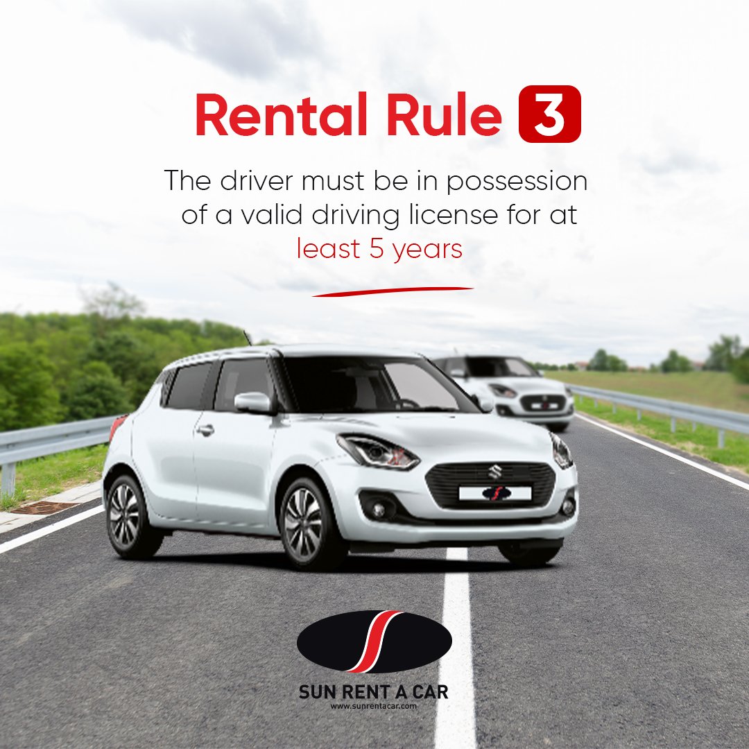 Rental Rule 3: The driver must be in possession of a valid driving license for at least 5 years.
For reservation:
✅+90 392 227 23 03
✅sunrentacar.com
✅facebook.com/sunrentacarcyp/
✅instagram.com/sunrentacarcyp…
#sunrentacar #carfleet #rentacarcyprus #rentacar #carrental
