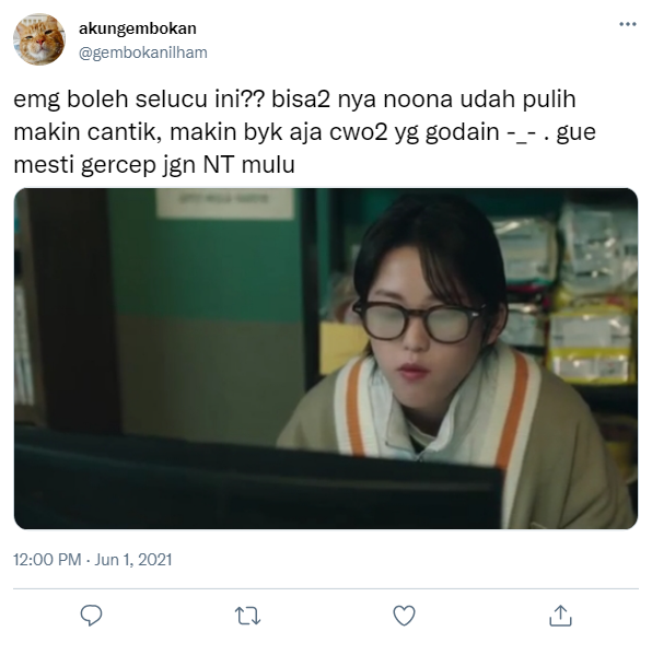 iyeoniesugyeom's tweet photo. New AU NOONA I LOVE YOU
By: miuw Aeseol x Ilha
Das x Weak Hero Class x Delightfully Deceithfull #aeseolilha #aesolilhaau #das #DutyAfterSchoolau #PART34 part 34, makin pulih kesehatannya, makin cantik juga Aeseol. pantes sih byk yg godain https://t.co/26SOIaUzrn