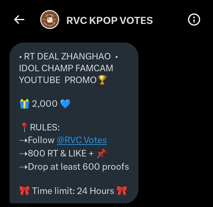 ZHANGHAOVOTE's tweet photo. [📣]

We secured an RT deal with @RVC_Votes!

DO:
• Follow their account 
• RT and Like their pinned tweet
• Reply with AT LEAST 600 screenshot proofs

Ends: 08/03 4:20 PM KST

#장하오 #ZHANGHAO #章昊 #ジャンハオ #จางฮ่าว
#ZEROBASEONE #제로베이스원
  @ZB1_official https://t.co/hmxRT3KZ0b