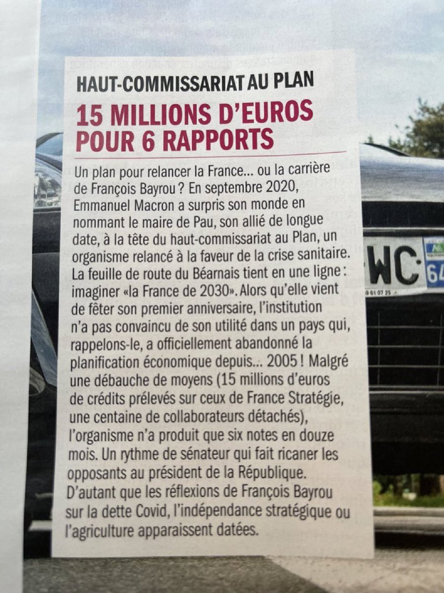 EnModeMacaron's tweet photo. François Bayrou installé par son ami Macron à la tête du Haut-Commissariat au Plan…🙄

Et on apprend dans Capital qu’il a déjà coûté 15 millions d’euros pour 6 rapports!😳

RT pour dénoncer ce scandale!😡 https://t.co/ULdM6tKQ9a