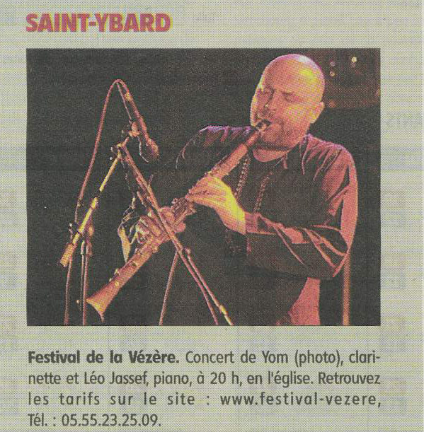 festivalVezere's tweet photo. ❤️Ce soir mercredi 2/08 superbe duo #clarinette #piano, Yom & Léo Jassef à St-Ybard. Un voyage musical initiatique aux sources de l'émotion esthétique...
Les dernières places disponibles ➡️https://t.co/7Sc8RYe487
#42eFDV #festival #Yom
@ComcomUzerche @TerresdeCorreze https://t.co/E7bM9cDaIJ