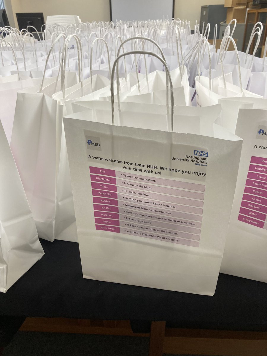 NUH Junior Doctor induction is underway. A huge welcome to you all from the PMED team. Your welcome bag awaits you…….👋👋👋
@NUHPMED @jdlonuh @NUHLibrary @NUH_CS @NUHresus @TeamNUH