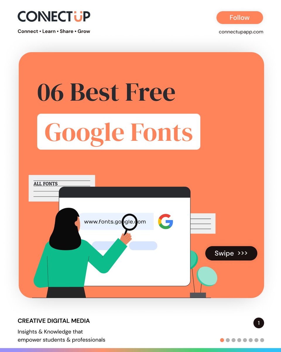 Discover the Power of Fonts! 🎨✒️Top 6 FREE Google fonts.

🤔Which one is your favorite? 

#googlefonts #connectup  #designinspiration #CreativeType #designmagic #fontlove #typographyart 
#dailypost #education #learningjourney #TwitterX