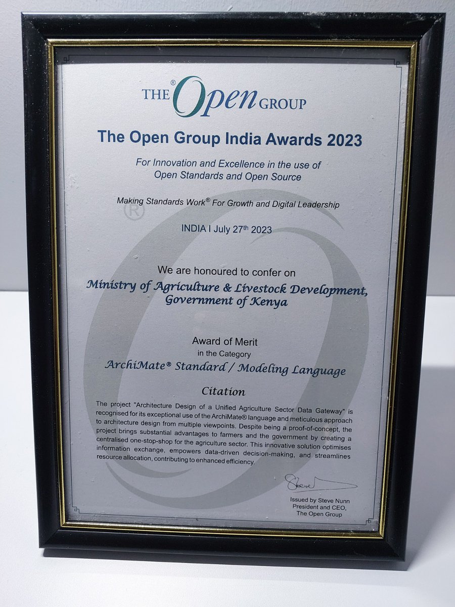 CS_MoALD's tweet photo. Agriculture Sector Data Gateway (ASDG) project has received an international award of merit in the 2023 Open Group Awards for demonstration of outstanding work and clear path towards the effective use of Open Standards and Open Source to digitization of the agriculture sector! https://t.co/lViYd9n94d