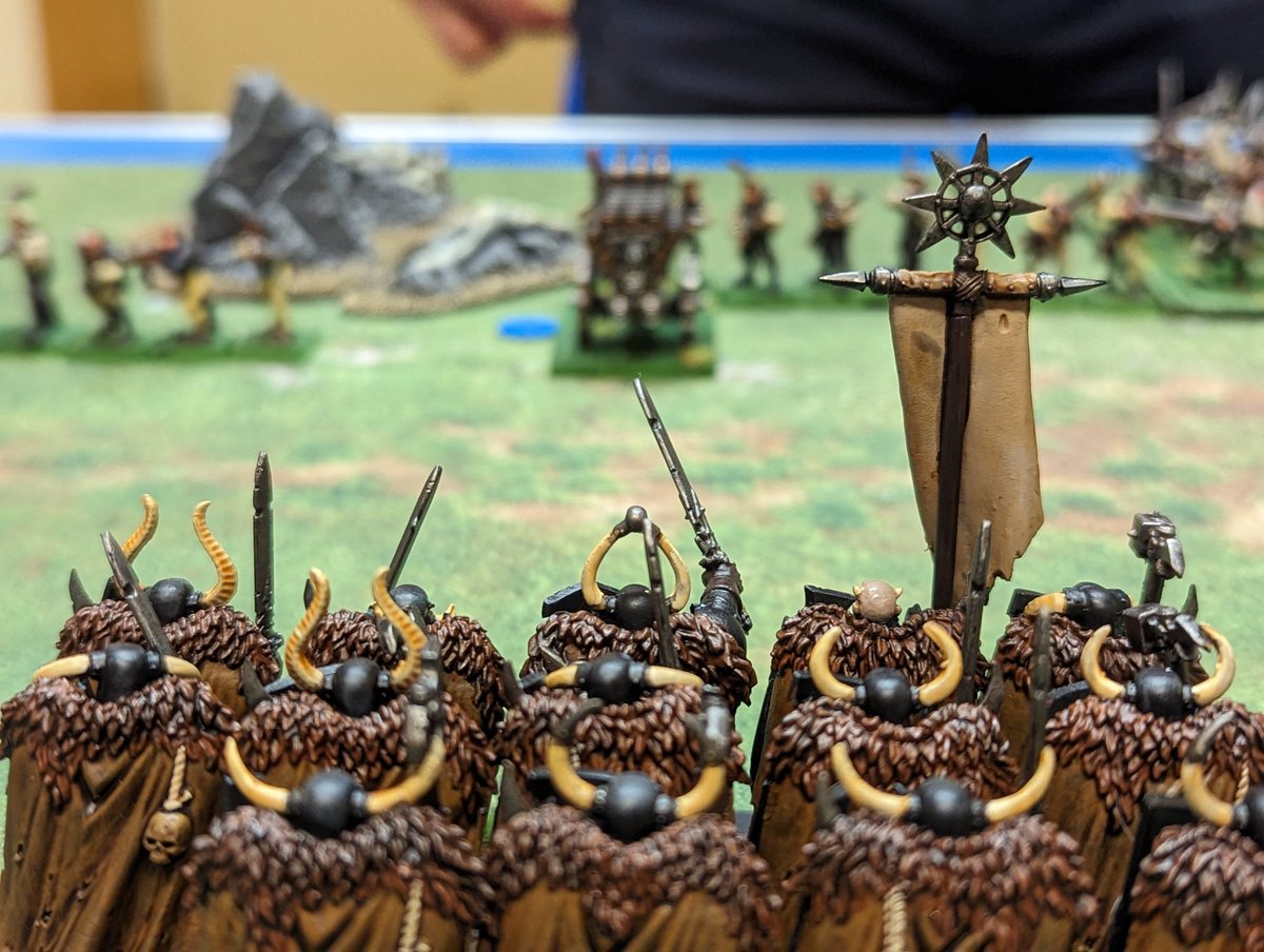 van_von_vulkvan's tweet photo. Classic match up at the club last night. The army of Ostland took on my new army I've been working on (Hordes of chaos). 

A victory to Chaos but the men of the Empire dealt a significant blow to chaos army. 

#warhammer
#WarhammerCommunity 
#warmongers
#warhammerfantasy https://t.co/ooTzjrI3ti
