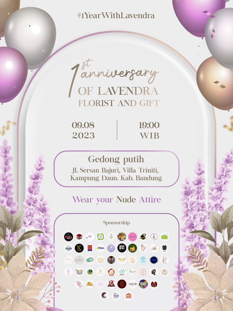 GLEEDEAHALL's tweet image. ㅤ

Make a note for this special day!!
Because we are celebrating 

✦ @lavandulasky ✦
𝟏𝐒𝐓 𝐀𝐍𝐍𝐈𝐕𝐄𝐑𝐒𝐀𝐑𝐘

On Wednesday, 9 August 2023 
At 7 PM in Gedong Putih,
Jl. Sersan Bajuri, Villa Triniti, 
Kampung Daun, Kab. Bandung

#1YearWithLavendra 

ㅤ