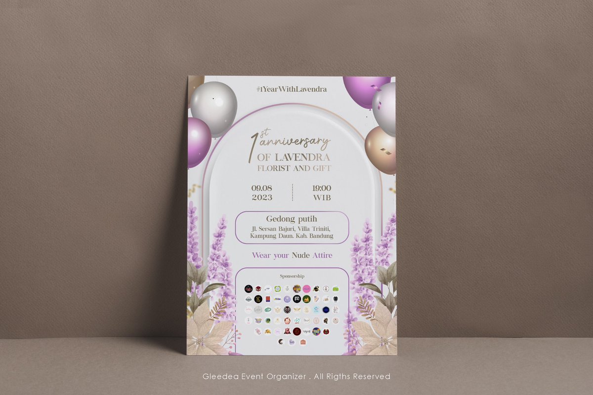 GLEEDEAHALL's tweet image. ㅤ

Make a note for this special day!!
Because we are celebrating 

✦ @lavandulasky ✦
𝟏𝐒𝐓 𝐀𝐍𝐍𝐈𝐕𝐄𝐑𝐒𝐀𝐑𝐘

On Wednesday, 9 August 2023 
At 7 PM in Gedong Putih,
Jl. Sersan Bajuri, Villa Triniti, 
Kampung Daun, Kab. Bandung

#1YearWithLavendra 

ㅤ