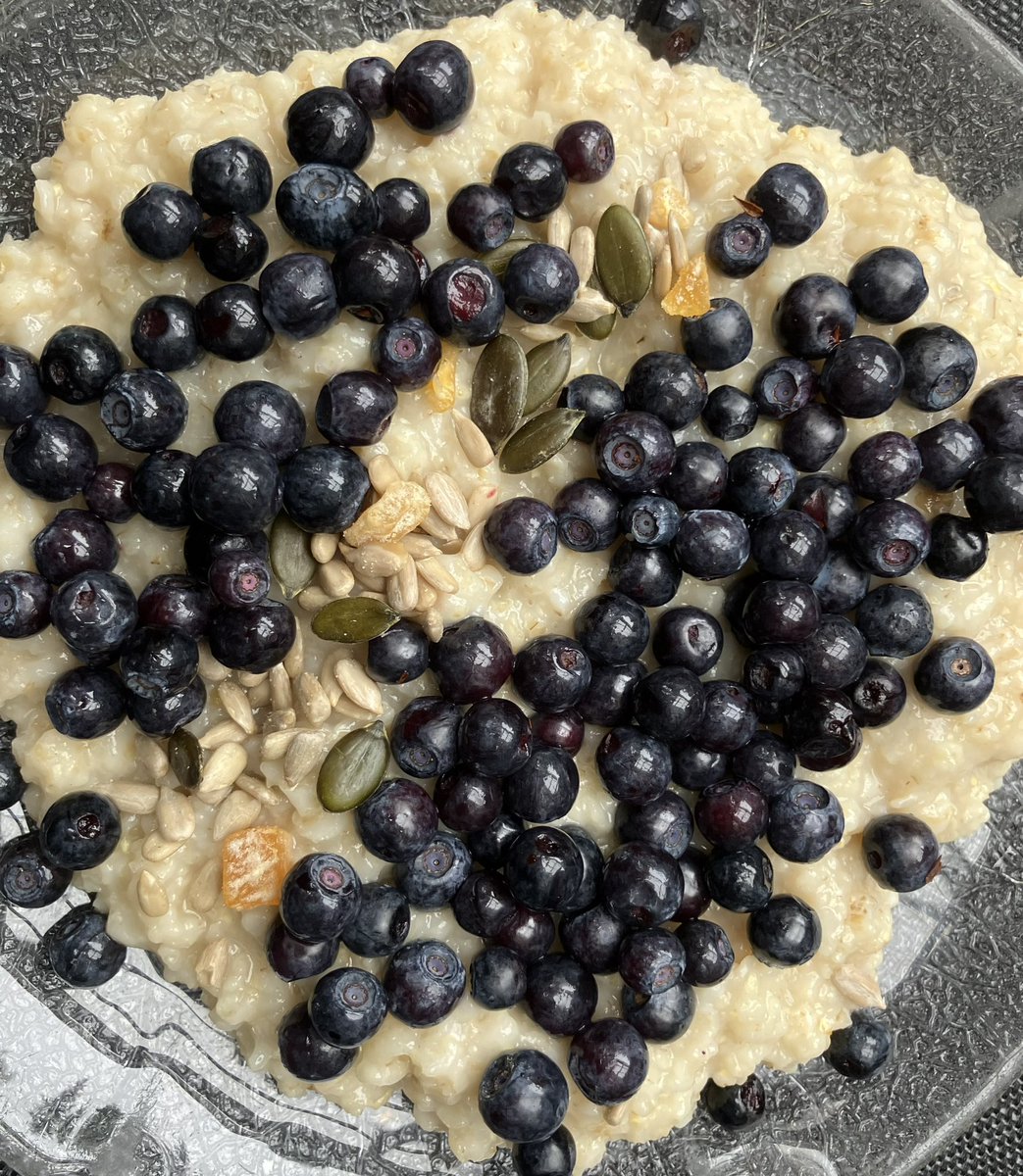 Aamupuuro ja itse poimitut mustikat 🤩 #superfood #mustikat #lomalainen