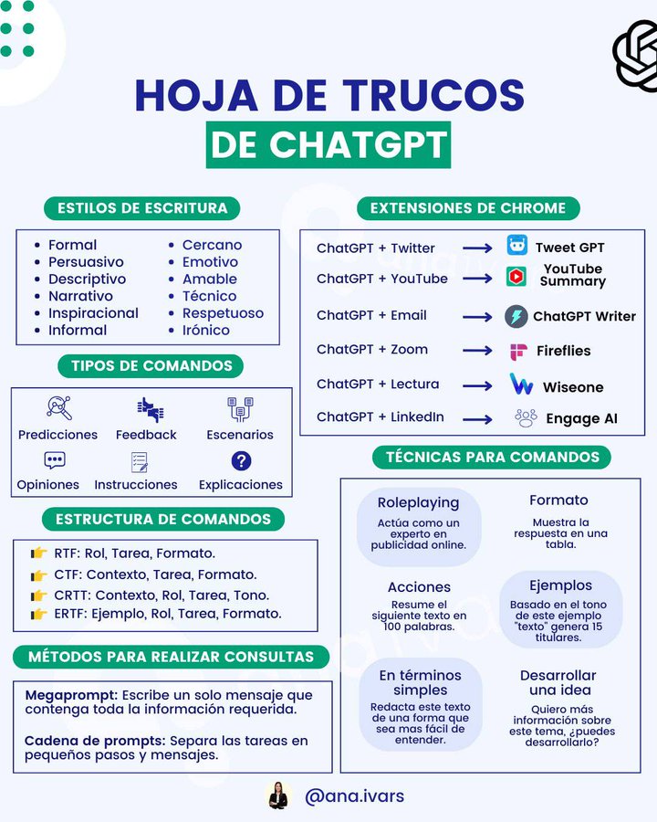 virginiog's tweet photo. Interesantes recomendaciones de Ana Ivars para obtener de ChatGPT el mejor rendimiento

La inteligencia artificial es una herramienta poderosa, pero, necesita guías https://t.co/QSHdAs6Rwu