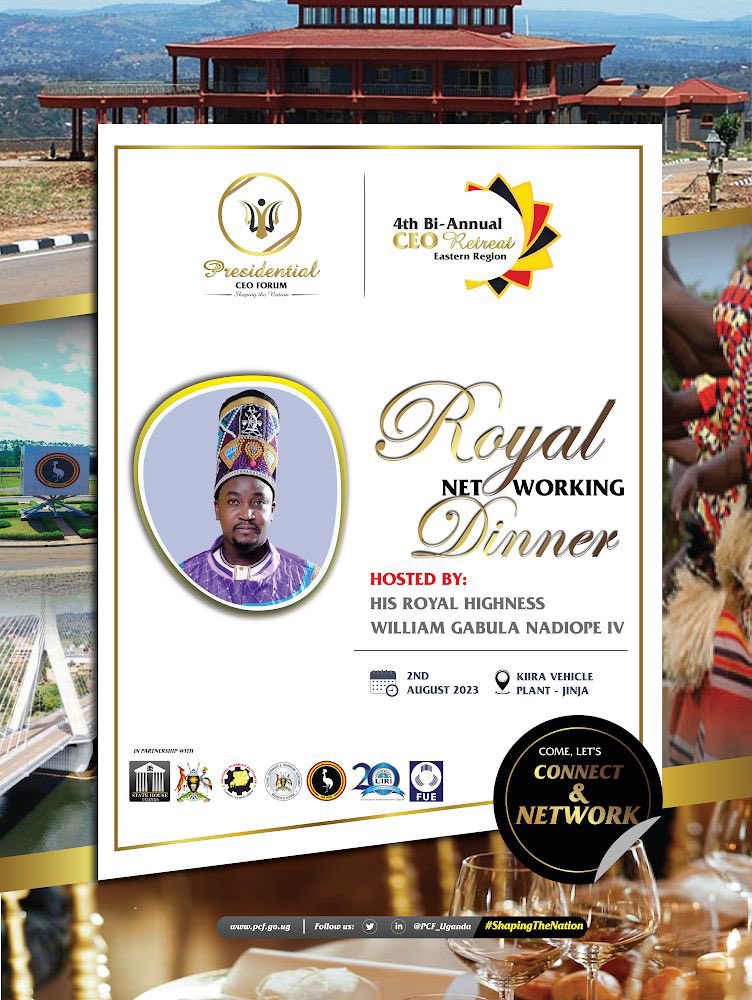 TheosBarham11's tweet photo. 🤝 Exciting news! Today, 
His Royal Highness William Gabula Nadiope IV, Kyabazinga of Busoga, will host a prestigious Royal Networking Dinner for the esteemed delegates attending the 4th Bi-Annual Private Sector CEO Retreat. 🏰🍽️ 

Joining forces to #ShapeTheNation https://t.co/RvxWpdSgBv