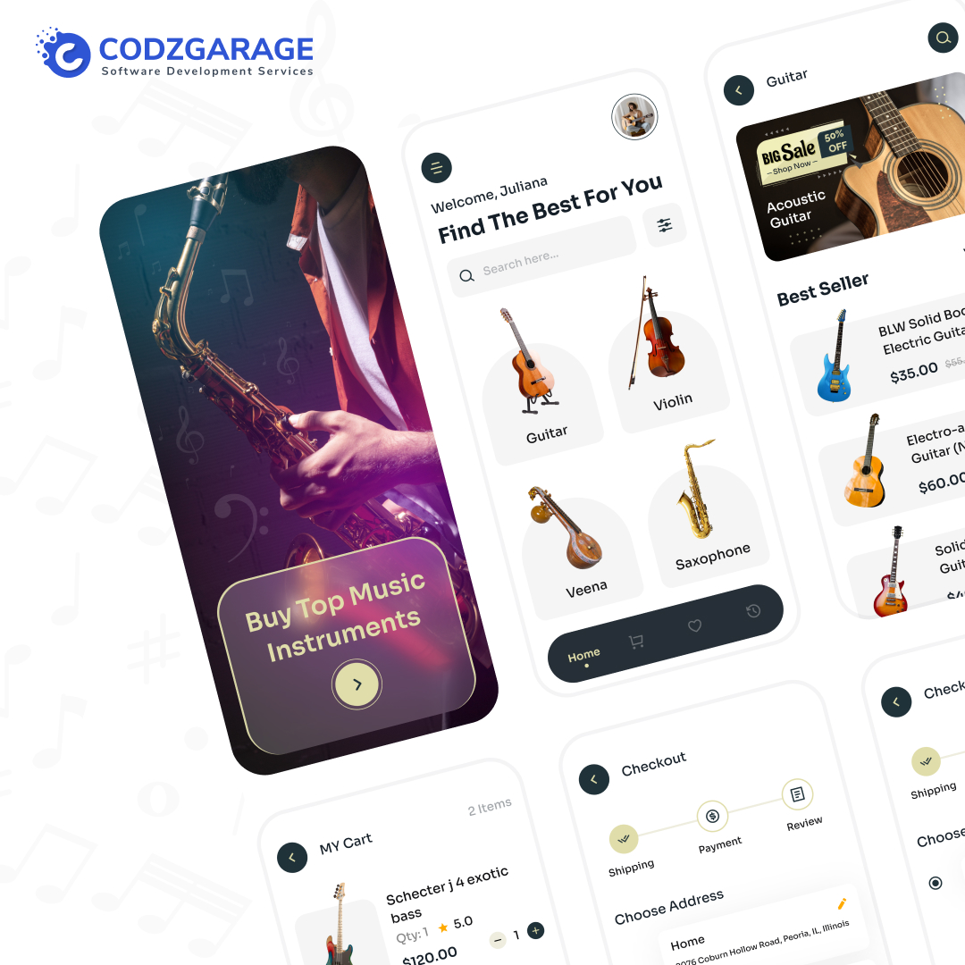 We work towards one goal —achieve the #client  #success! Musical Store was no different for us. With projects, we’d challenges that we happily accepted and resolved. 

#musicalapp #musicallyapp #app #application #soundequipment #soundequipmentapp #codzgarage #codzgarageinfotech