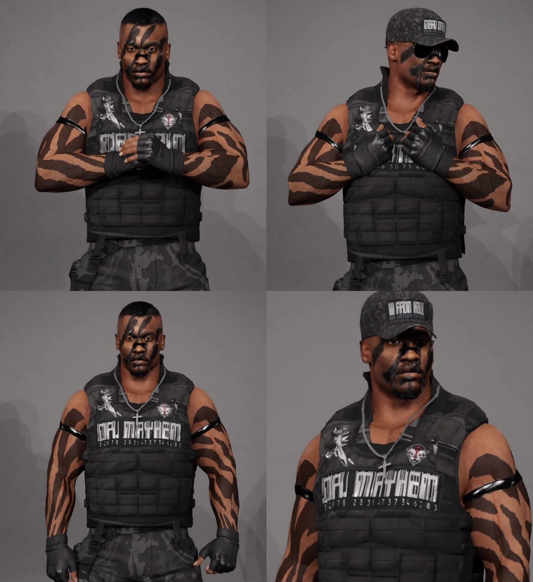 turf1654's tweet photo. 🪦 GRAVE COMPANY🪦 
III From Hell:
“Dr. Mayhem” Dwayne Cole
“REAPER” Omari
“Angel of Death” Baz Deane

Mercenary:
SKIV

#WWE2K23 #OriginalCaws https://t.co/xHF46yP6ue