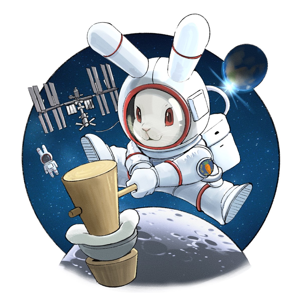 spacesuit space astronaut solo rabbit ears planet smile  illustration images