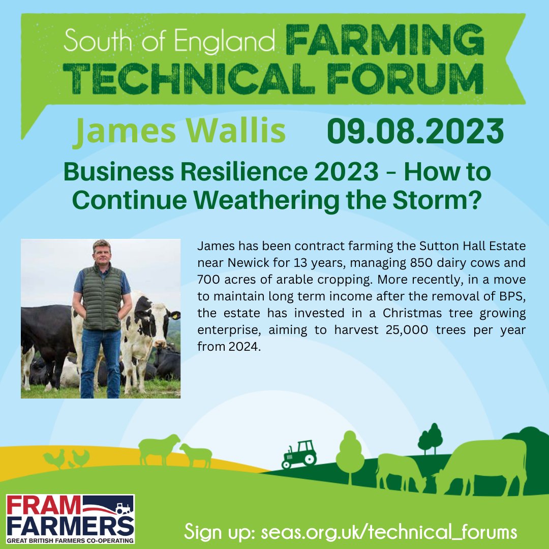 James Wallis, Estate Manager at Sutton Hall Estates, will be contributing to the discussion 'Business Resilience 2023 - How to Continue Weathering the Storm?' on Wed 9th August from 12.30-1.30pm.

Sign up to our FREE webinar here: seas.org.uk/technical_foru…