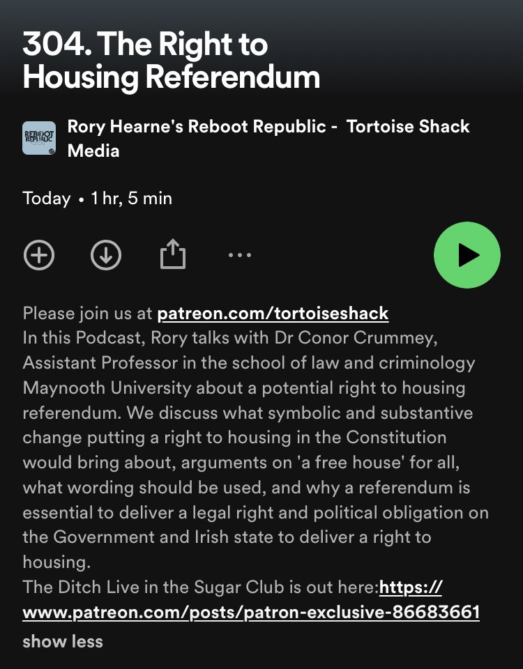 Trickstersworld's tweet image. New @RebootPod, @RoryHearneGaffs talks to Dr Conor Crummey about the #RightToHousing and the symbolic and substantive change it could make.
Listen: spotify.link/NVuTzeULVBb